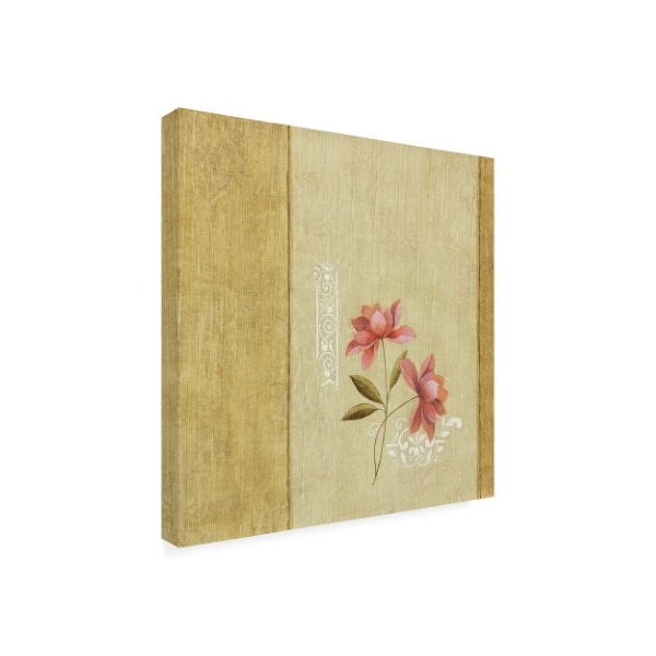 Pablo Esteban 'Pink Flowers Abstract Beige' Canvas Art,18x18